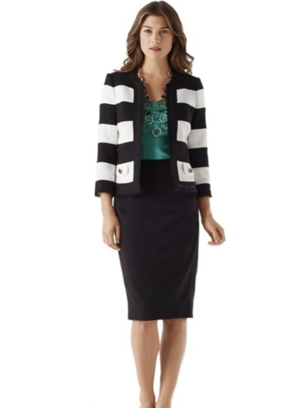 White House‎ Black Market Textured Stripe Jacket